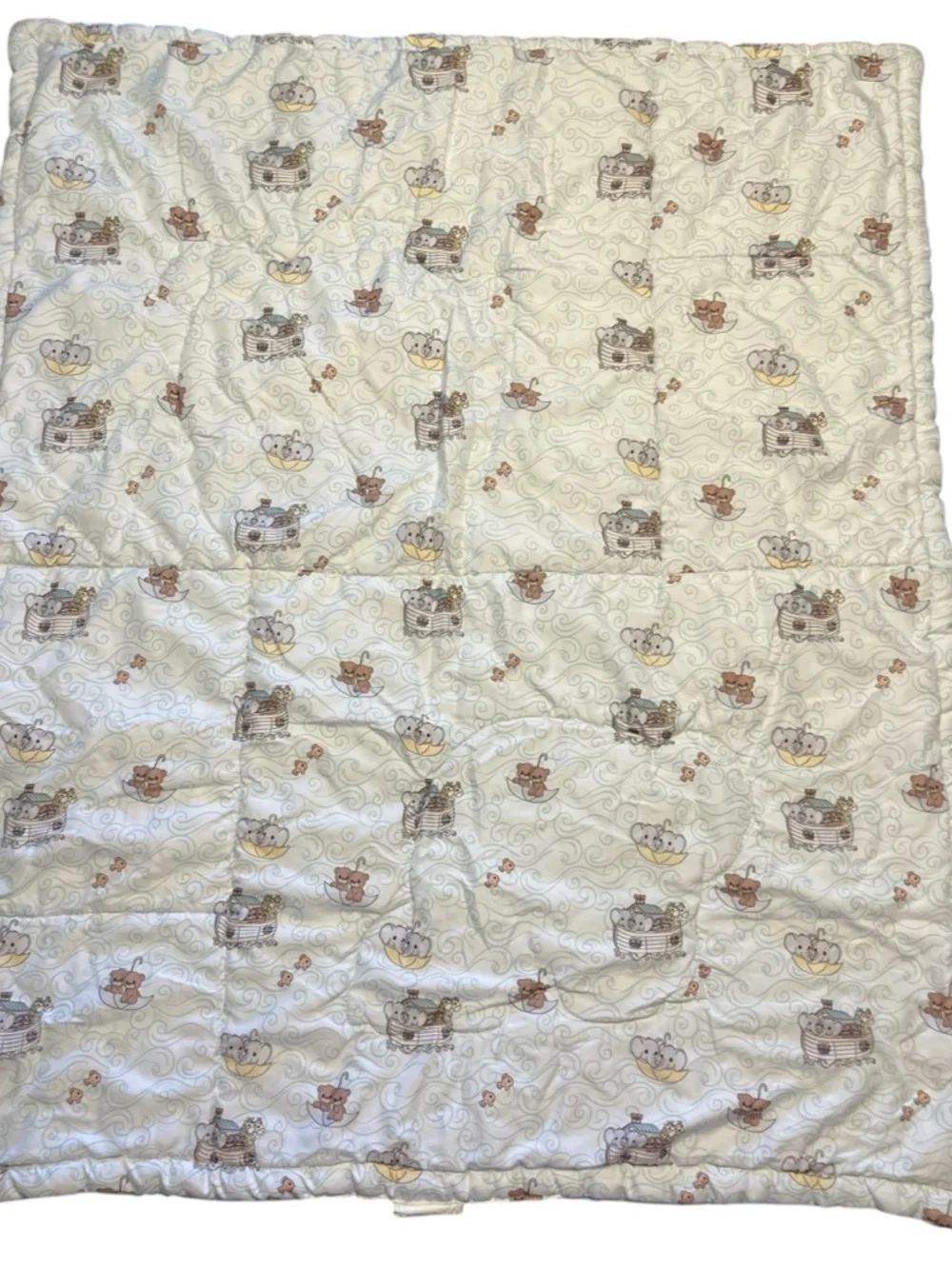 Precious Moments Noah’s Ark Baby Quilt Patchwork Reversible Microfiber Polyester
